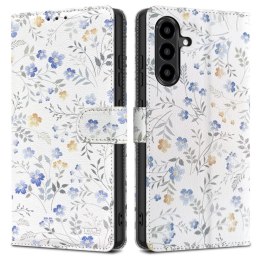 Etui Tech-Protect Wallet na Samsung Galaxy A56 5G - białe stokrotki