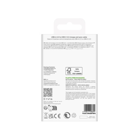 Kabel Puro 10W TPE USB-A - USB-C 2m - biały
