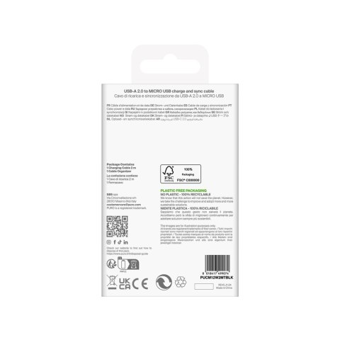 Kabel Puro 12W TPE USB-A - microUSB 2m - czarny