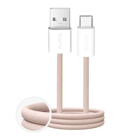 Kabel Puro Fabrik 10W w oplocie USB-A - USB-C 1,5m - beżowy