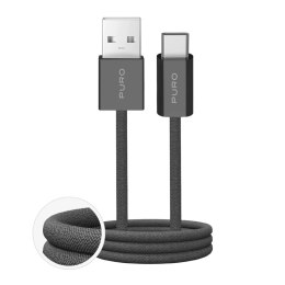 Kabel Puro Fabrik 2.0 10W USB-A - USB-C w oplocie 1,5 m - ciemnozielony
