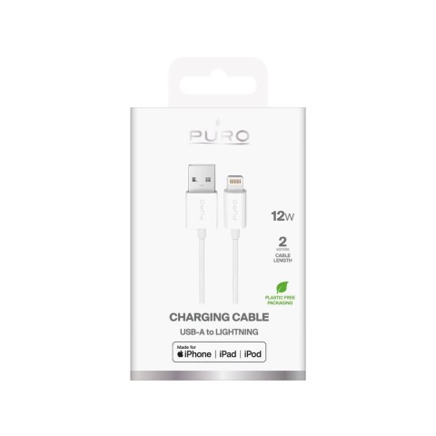 Kabel Puro TPE 12W USB-A - Lightning 2m - biały