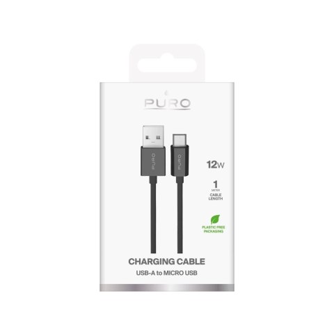 Kabel Puro TPE 12W USB-A - microUSB 1m - czarny