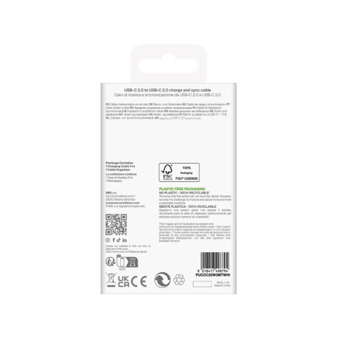 Kabel Puro TPE 25W USB-C - USB-C 3m - biały