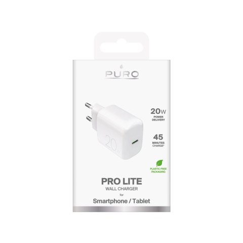 Ładowarka sieciowa Puro PROLITE 20W USB-C - biała