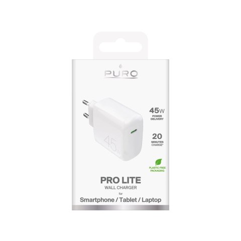 Ładowarka sieciowa Puro PROLITE 45W USB-C - biała