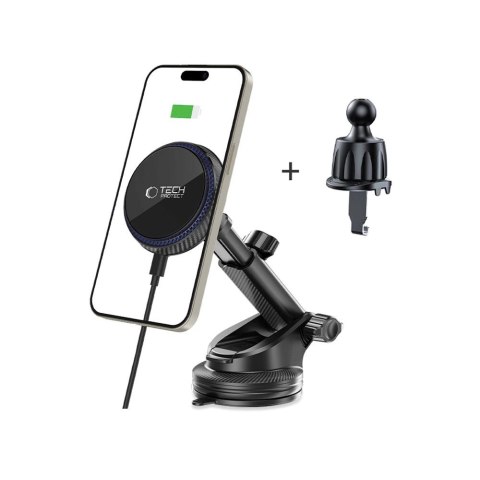Uchwyt samochodowy Tech-Protect MM15W-V4 Magnetic MagSafe 15W na kokpit / szybę / kratkę nawiewu - czarny