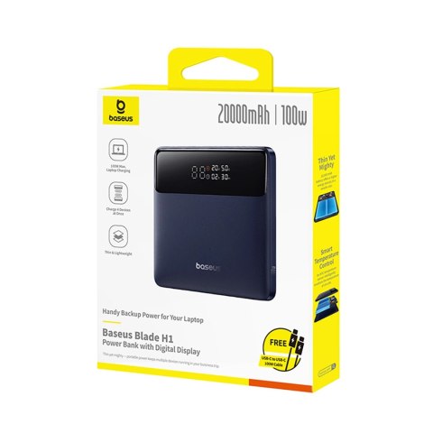 Powerbank Baseus Blade H1 20000mAh 100W z wyświetlaczem - czarny