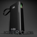 Powerbank SBS 10000 mAh 20W z wbudowanym kablem USB-C i wyświetlaczem cyfrowym - czarny