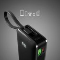 Powerbank SBS 10000 mAh 20W z wbudowanym kablem USB-C i wyświetlaczem cyfrowym - czarny