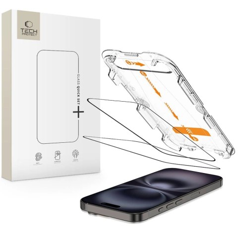 Szkło hartowane Tech-Protect Quick Set+ 2-pack na iPhone 15 / 16