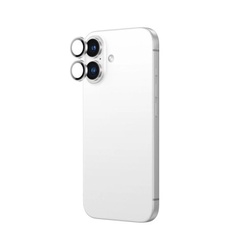Szkło hartowane AMAZINGTHING AR Aluminium 2 Lens Glass z ramką na soczewki aparatu do iPhone 16 / 16 Plus - białe