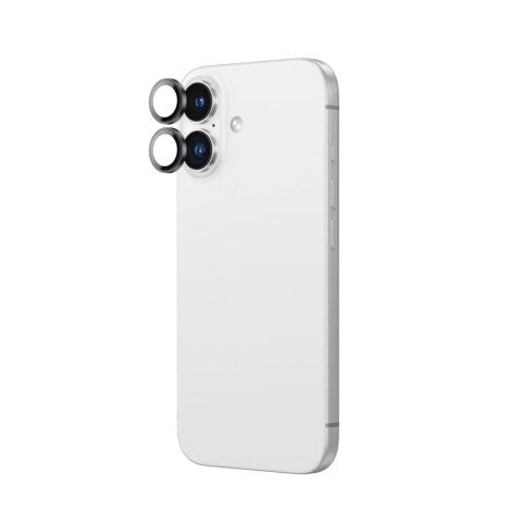 Szkło hartowane AMAZINGTHING AR Aluminium 2 Lens Glass z ramką na soczewki aparatu do iPhone 16 / 16 Plus - czarne