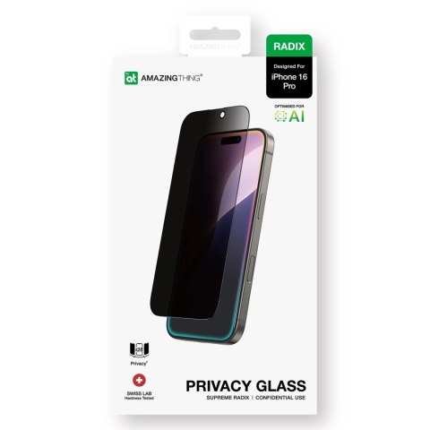 Szkło hartowane AMAZINGTHING Radix Privacy Glass prywatyzujące do iPhone 16 Pro
