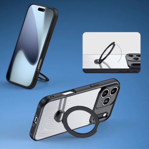 Etui Dux Ducis Aimo Mag z pierścieniem magnetycznym i podstawką na iPhone 17 Pro Max - czarne