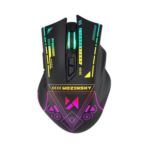 Mysz bezprzewodowa Wozinsky WMGB-3200 gamingowa optyczna z wbudowanym akumulatorem 3200 DPI z oświetleniem RGB - czarna