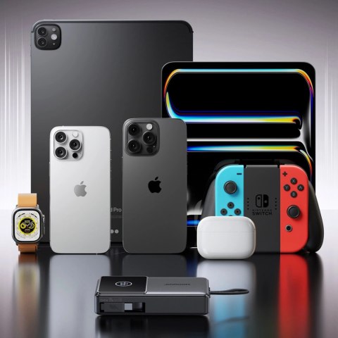 Powerbank Joyroom JR-PR1 10000mAh 22,5W z wbudowanym zwijanym kablem USB-C - czarny
