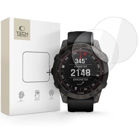 Szkło hartowane Tech-Protect Glass Fit+ 2-pack na Garmin Fenix 7 / 7 Pro - przezroczyste
