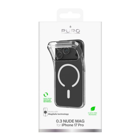 Etui Puro 0.3 MAG Ultra-Slim TPU kompatybilne z MagSafe na iPhone 17 Pro - przezroczyste
