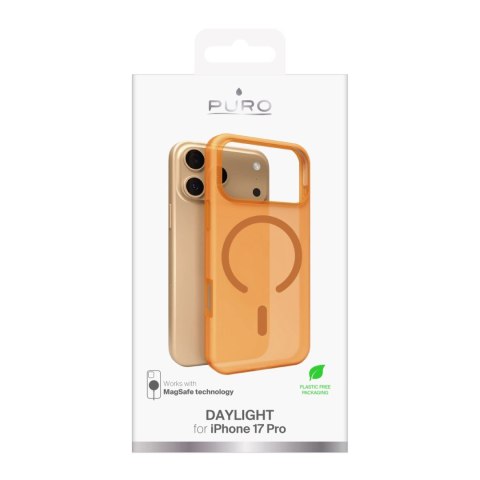Etui silikonowe Puro Daylight kompatybilne z Magsafe na iPhone 17 Pro - półprzezroczyste pomarańczowe