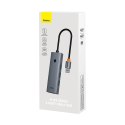 Hub USB-A 4w1 Baseus UltraJoy 3 x USB-A 3.0 + RJ45 - szary