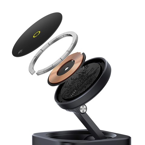 Hub USB-C 7w1 Baseus MagPro Series II z ładowarką kompatybilną z MagSafe 15W + HDMI + USB-A + USB-C + SD/TF - czarny