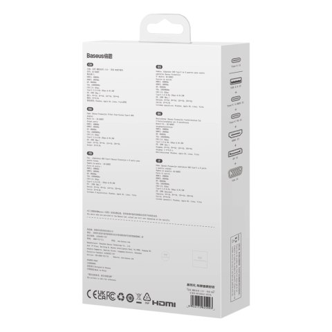 Hub USB-C 8w1 Baseus PioneerJoy HDMI 4K@60Hz + HDMI 4K@30Hz + DisplayPort 8K@30Hz + VGA + 2 x USB-A 3.0 + 2 x USB-C - szary