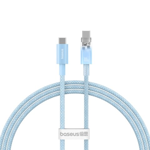 Kabel Baseus Explorer 100W USB-C - USB-C z inteligentnym czujnikiem temperatury 1m - niebieski