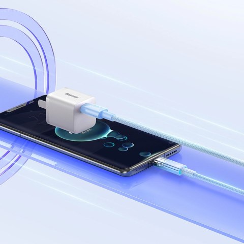 Kabel Baseus Explorer 100W USB-C - USB-C z inteligentnym czujnikiem temperatury 1m - niebieski