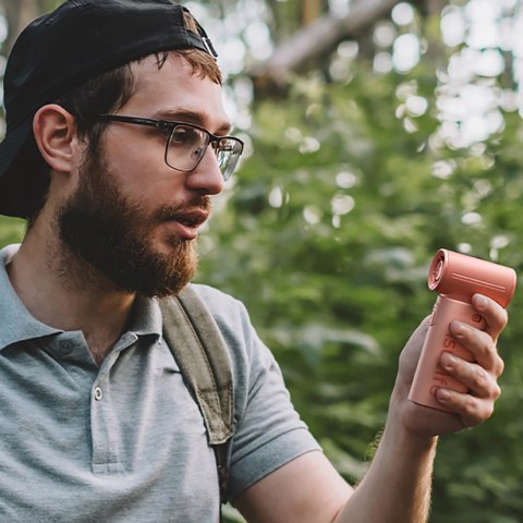 Mini dmuchawa Jisulife Handheld Fan Life9 5000mAh przenośny wiatraczek wentylator USB - różowy