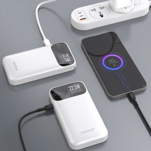 Powerbank Dudao K31 10000 mAh 22,5W PD z wbudowanym kablem - biały