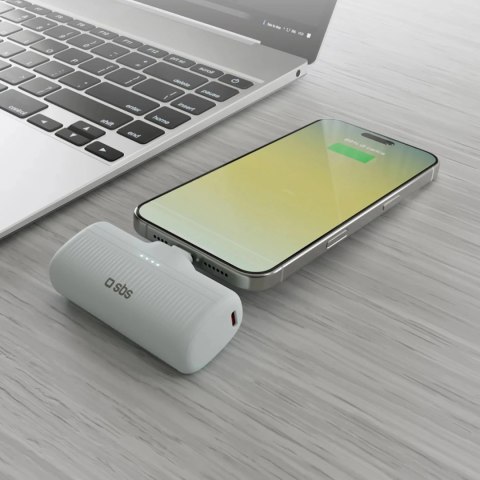 Powerbank SBS EcoPower 5000 mAh 10W z wbudowanym portem USB-C - szary