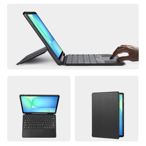 Etui z klawiaturą Dux Ducis (DK series) na Samsung Tab S10 FE+ (Plus) z podświetleniem - czarna