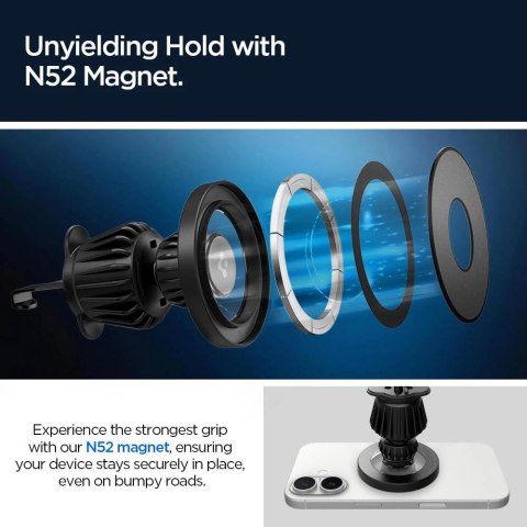 Uchwyt samochodowy Spigen MFT13 MagSafe na kokpit lub kratkę nawiewu - srebrny