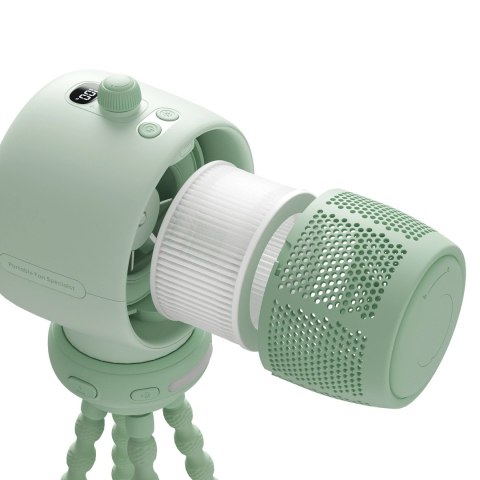 Wentylator Jisulife Stroller Fan Life2S 5000mAh z elastycznymi nóżkami, na biurko, do wózka, z filtrem - zielony