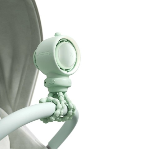 Wentylator Jisulife Stroller Fan Life2S 5000mAh z elastycznymi nóżkami, na biurko, do wózka, z filtrem - zielony