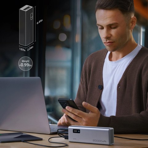 Powerbank Cuktech P+Series No.15 150W 20000mAh - szary