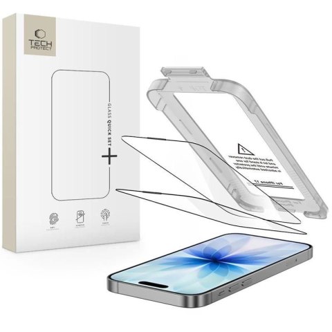 Szkło hartowane Tech-Protect Quick Set+ 2-pack na iPhone 17 - czarne