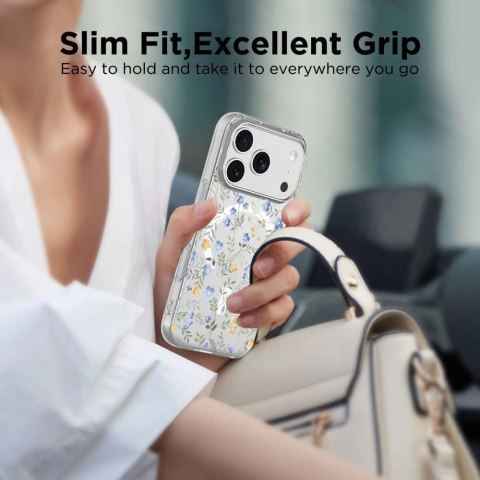 Etui Tech-Protect FlexAir MagSafe na iPhone 17 Pro Max- stokrotki z liśćmi