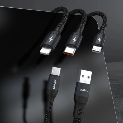 Kabel Dudao L3W USB-A/USB-C do Lightning/USB-C/MicroUSB 66W - czarny