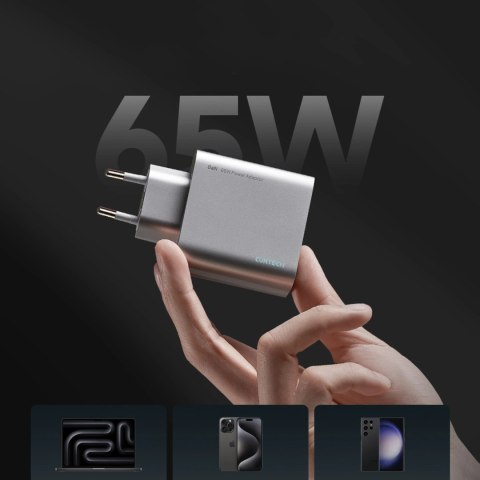 Ładowarka sieciowa Cuktech 65W GaN 2xUSB-C 1xUSB-A - szara