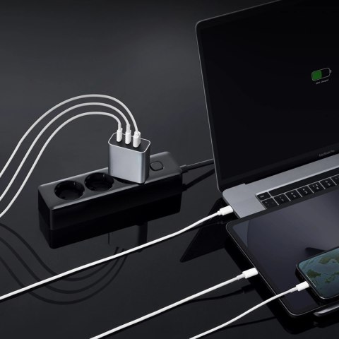 Ładowarka sieciowa Cuktech 65W GaN 2xUSB-C 1xUSB-A - szara