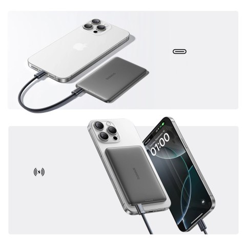 Powerbank Baseus PicoGo AM41 Ultra-Slim 5000mAh 20W kompatybilny z MagSafe z kablem Baseus Simple USB-C 60W 30cm - czarny