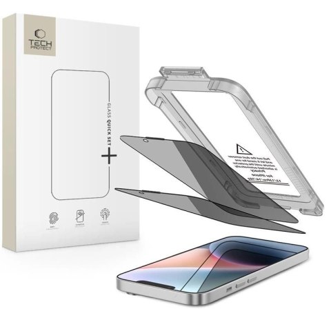 Szkło prywatyzujące Tech-Protect Quick Set Spy+ 2-pack na iPhone 13 / 13 Pro / 14 / 16e