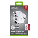 Adapter podróżny SBS 2xUSB-C 1xUSB-A uniwersalny - biały