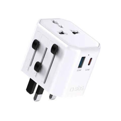 Adapter podróżny SBS TEADAPTUSBTCUNI USB-C USB-A uniwersalny - biały