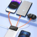 Dudao pojemny powerbank z 3 wbudowanymi kablami 20000mAh USB Typ C + micro USB + Lightning biały (Dudao K6Pro+)