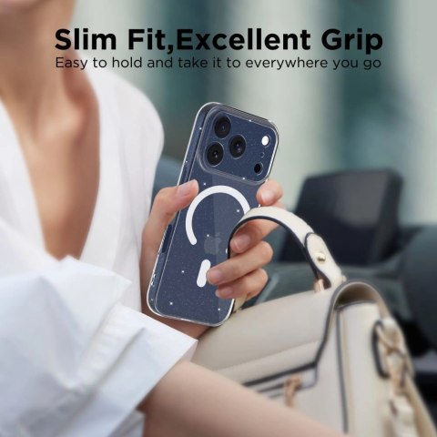 Etui Tech-Protect FlexAir MagSafe na iPhone 17 Pro Max - przezroczysto-brokatowe