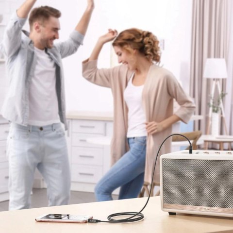 Kabel AUX Dudao L12S mini jack 3.5mm 1m 3 polowy stereo - czarny