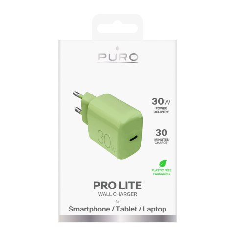 Ładowarka sieciowa Puro Pro Lite 30W USB-C - zielona